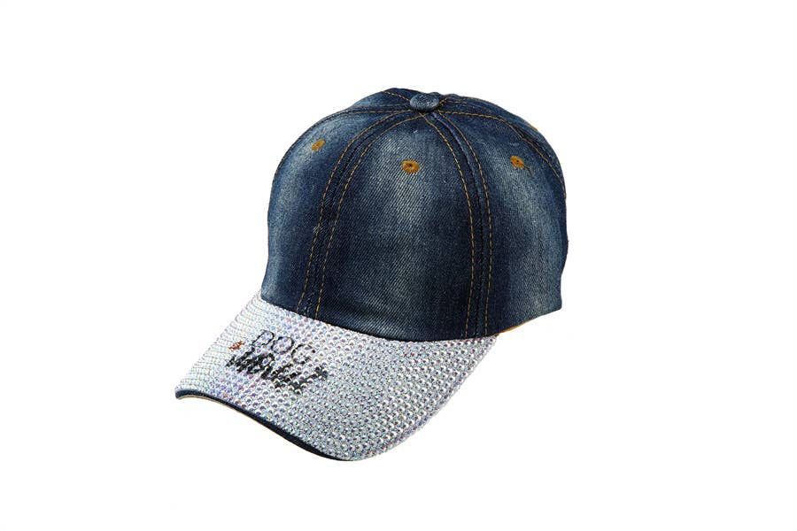 Dog Mom- Rhinestone Bill Adjustable Baseball Cap