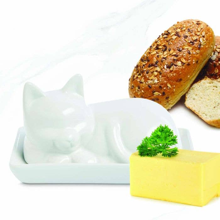 Kitchen Cat Butter Dish With Lid