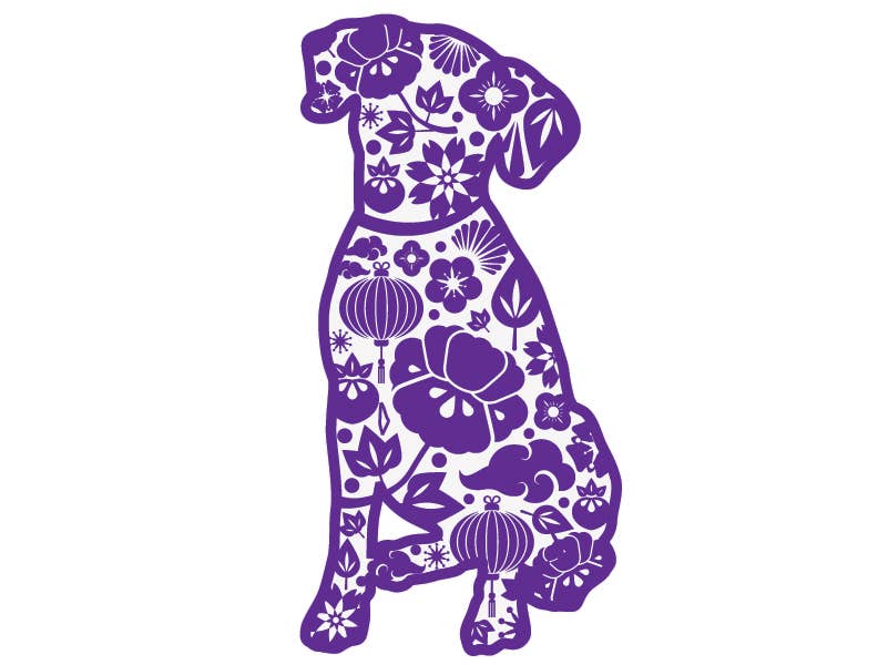 Purple Paisley Dog-Vinyl Sticker