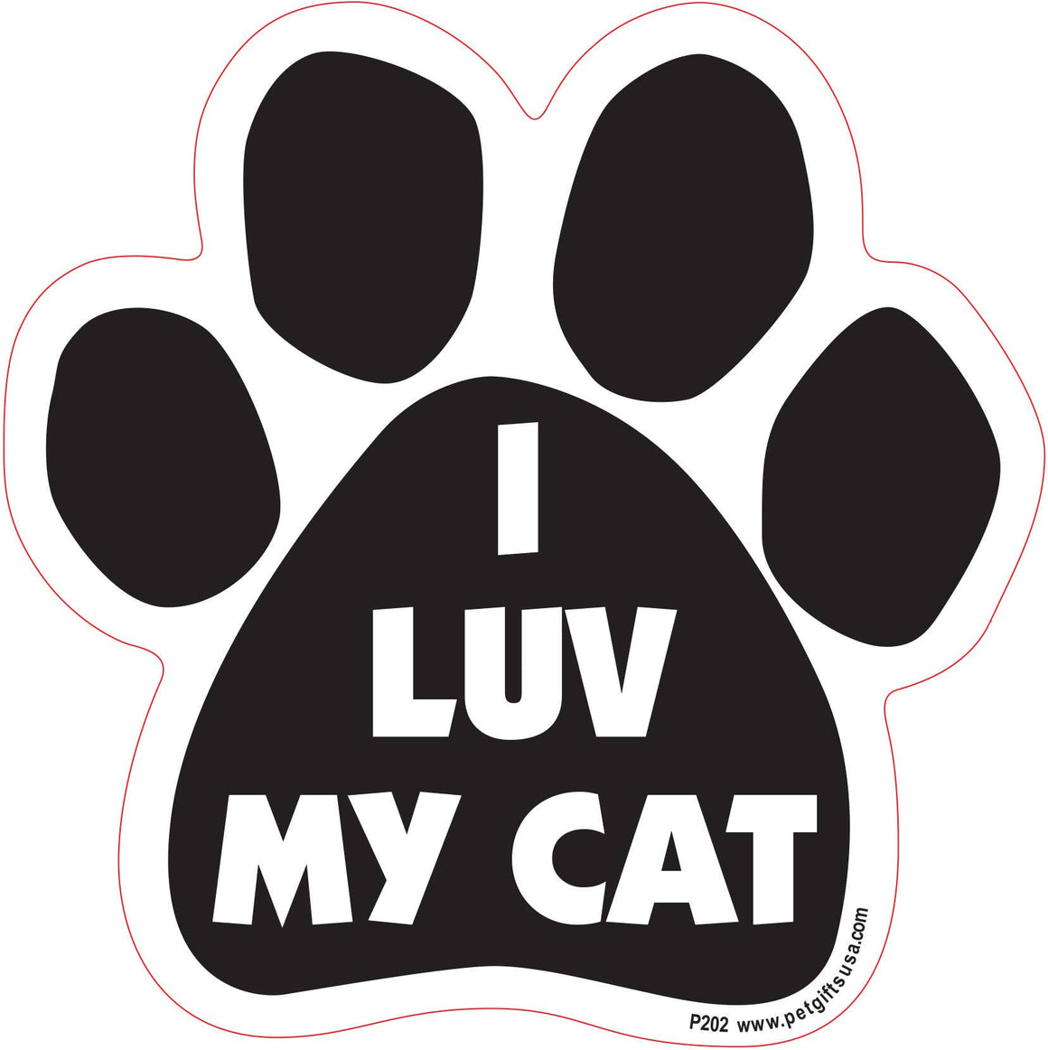 I Luv My Cat- Paw Shaped Car Magnet