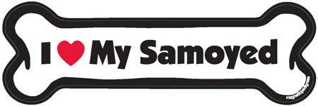 I <3 My Samoyed-  Bone Shaped Car Magnet