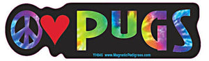 Peace Love Pugs-Vinyl Bumper Stickers