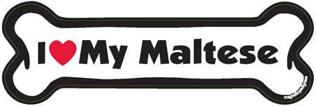 I <3 My Maltese- Bone Shaped Car Magnet