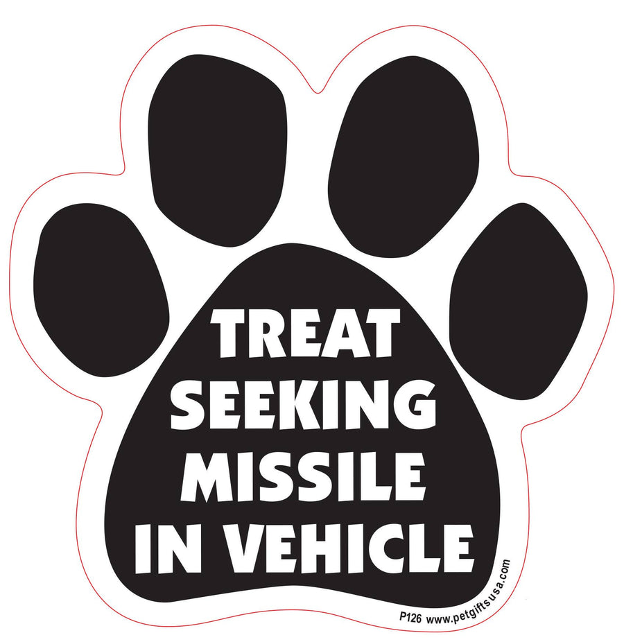 Treat Seeking Missile in Vehicle -Paw Shaped Car Magnet