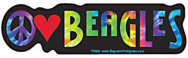 Peace Love Beagles-Vinyl Bumper Sticker