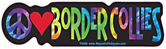 Peace Love Border Collies -Vinyl Bumper Sticker