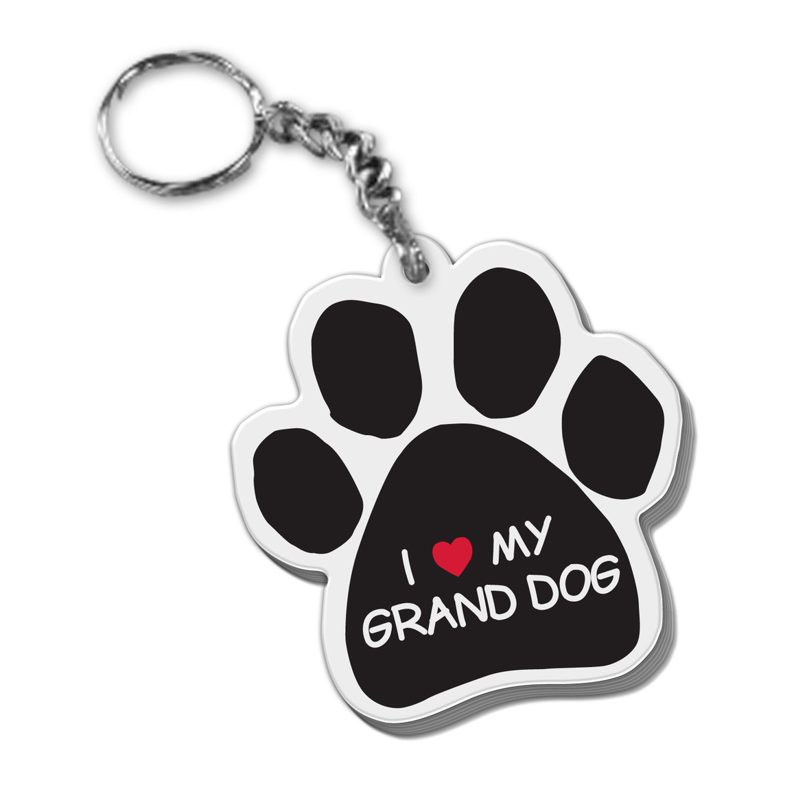 I <3 My Grand Dog-Paw Shaped Keychain