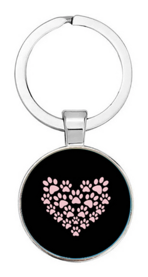 Black and Pink Paw- Bubble Keychain