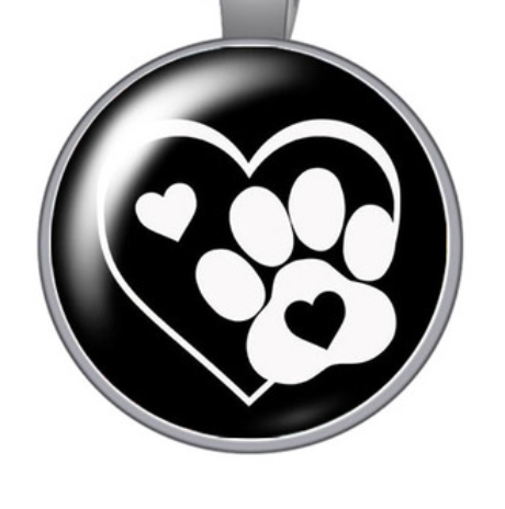Black Heart paw- Bubble Keychain