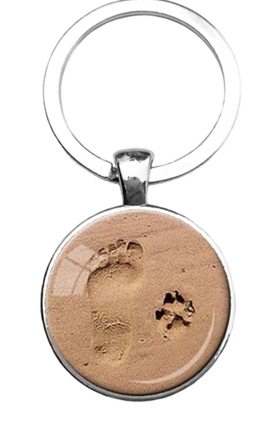 Paw/Foot In Sand- Bubble Keychain