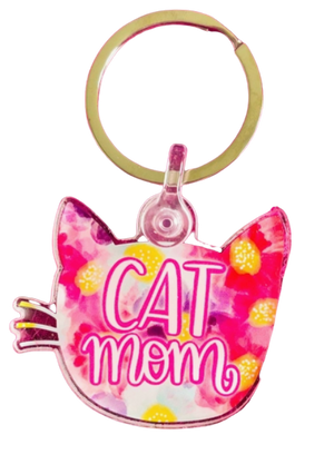 Cat Mom- Multicolored Acrylic Keychain.