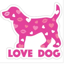 Pink Love Dog- Vinyl Sticker