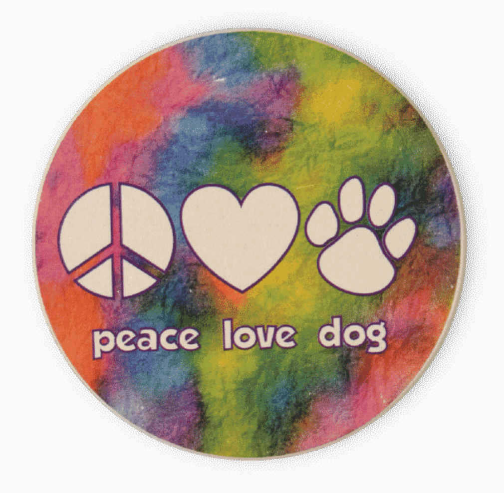 Peace Love Dog-Car Coaster