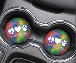 Peace Love Dog-Car Coaster