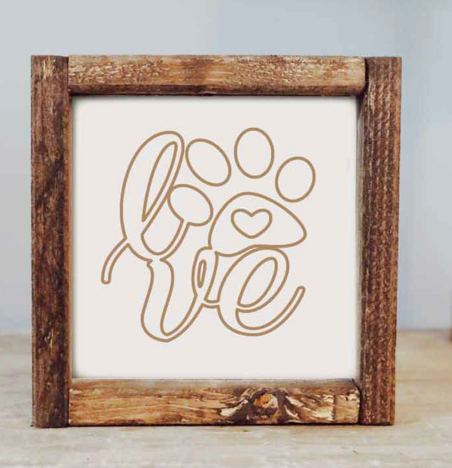 Paw Print Love- Wooden Sign