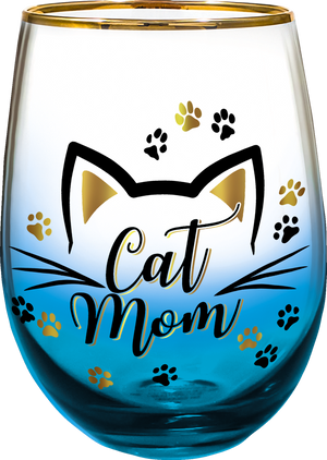 Cat Mom -Stemless Glass