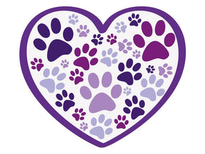 Purple Heart with Paws- Vinyl Sticker