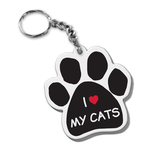 I <3 My Cats-Paw Shaped Keychain