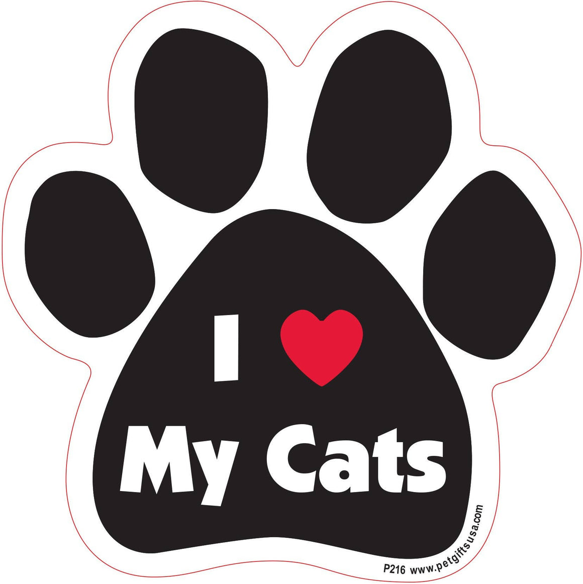 I <3 My Cats -Paw Shaped Car Magnet