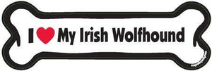 I <3 My Irish Wolfhound- Bone Shaped Car  Magnet