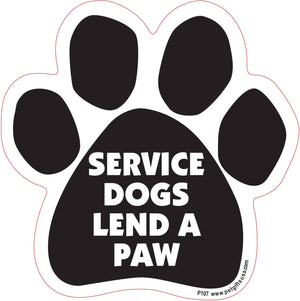 Service Dogs Lend a Paw- Paw Shaped Car Magnet
