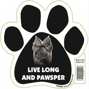 Live Long and Pawsper- Paw Shaped Car Magnet