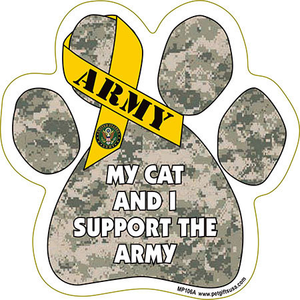 My Cat And I Support The Army -Paw Shaped Car Magnet