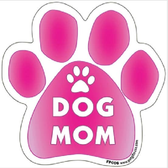 Dog Mom Pink- Paw Shaped Car Magnet
